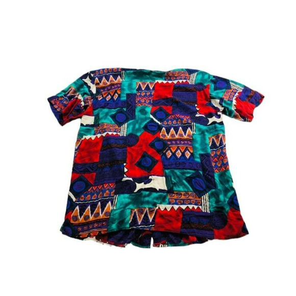 Laura Katherine Womens 100% Rayon Button Front Blouse Aztec Multicolor 18W/38 - Picture 8 of 8